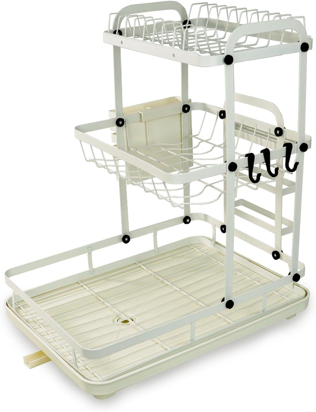 Dish Drying Rack - 3 Tier Dish Rack with Drain Spout, Rust Resistant Dish Drainer