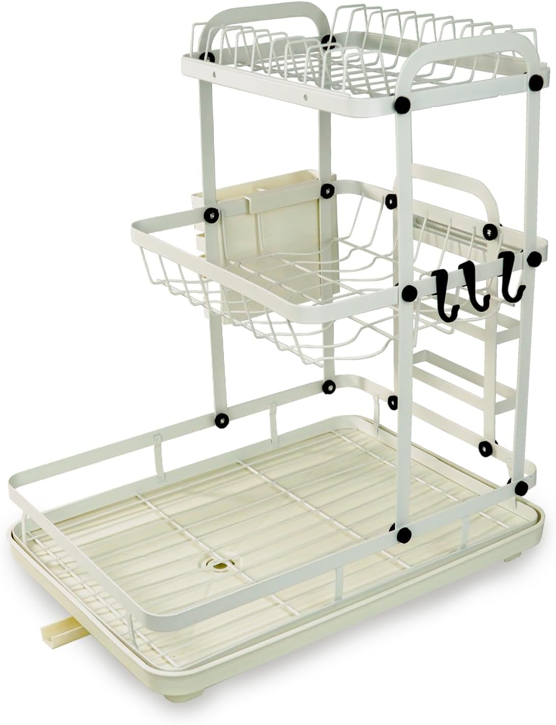 Dish Drying Rack - 3 Tier Dish Rack with Drain Spout, Rust Resistant Dish Drainer