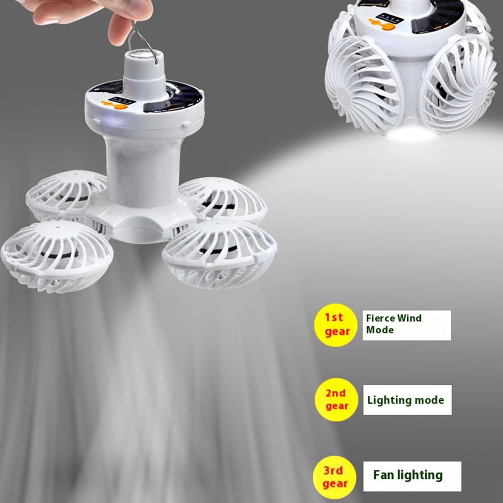 Outdoor Solar Fans with Lights  Football Design Foldable Hook Lamp