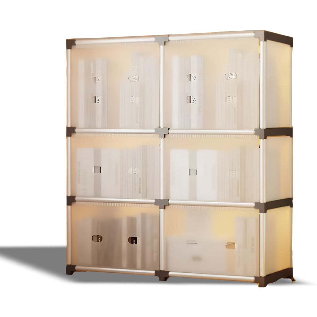 Modern Dustproof Storage Cabinet with Doors – 6-Tier Enclosed Plastic Organizer