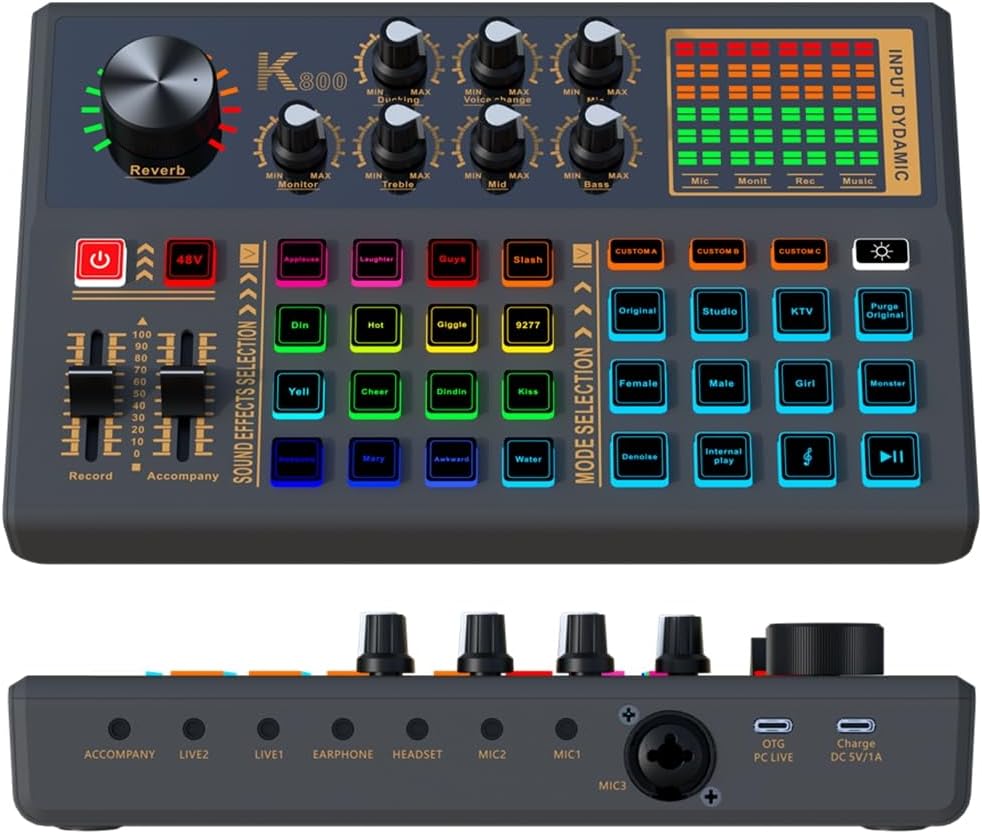 بطاقة صوت K800 مع مجموعة ميكروفون U87P كاملة