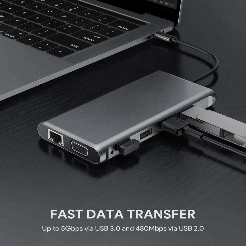 موزع USB C، محول متعدد المنافذ 12 في 1 USB C، مع HDMI 4K