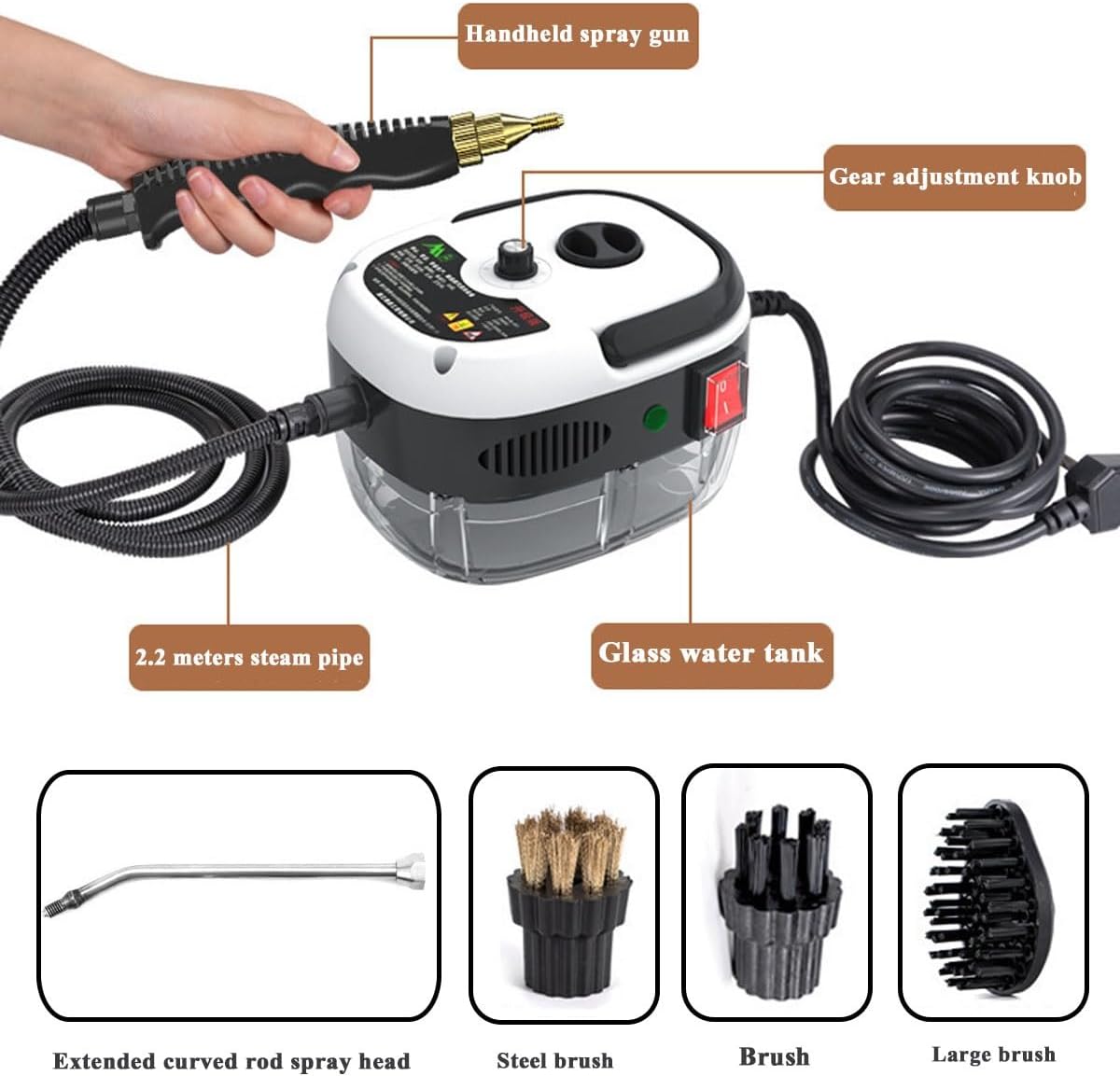 Steam Cleaner, 2500w Handheld High-Temperature Pressurized Steam Cleaner, Portable Steam Cleaner