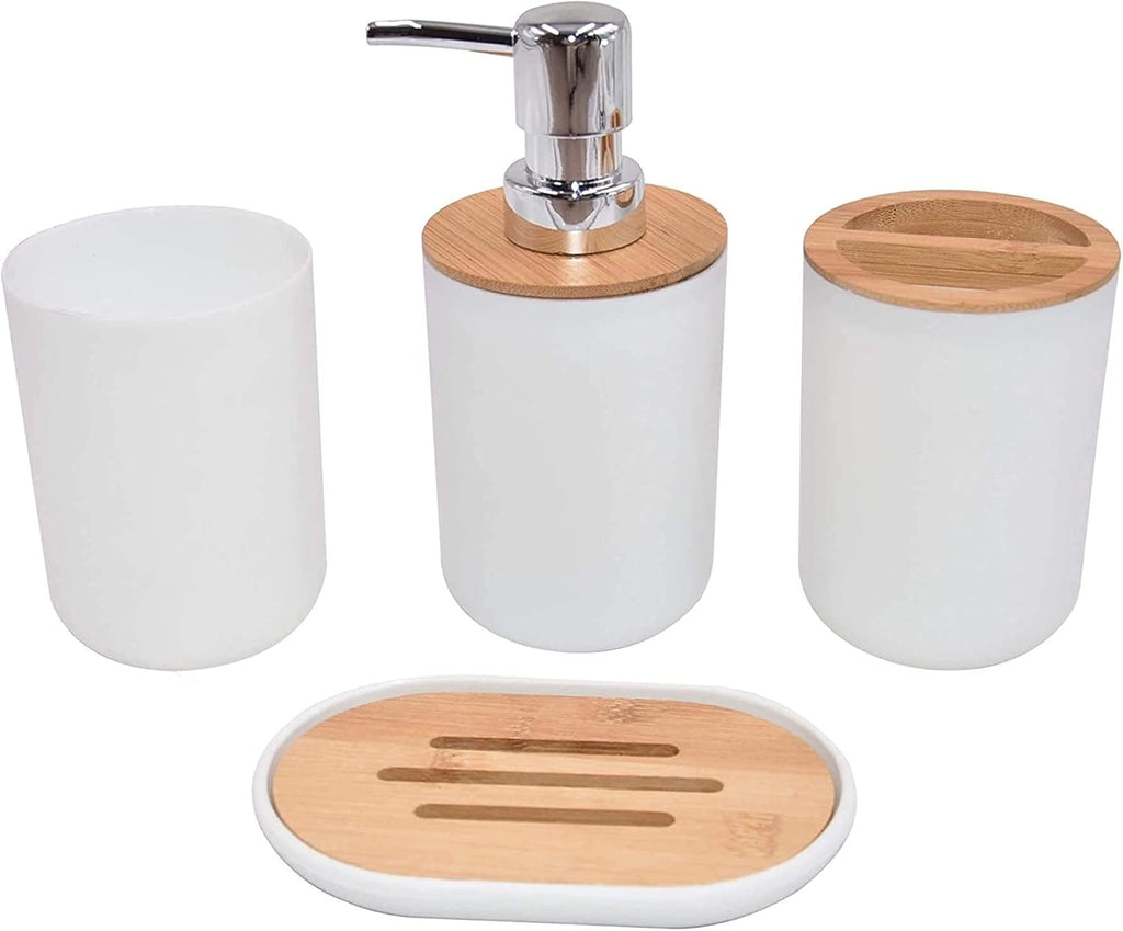 6 pcs Bamboo and Wood Bathroom Accessories set