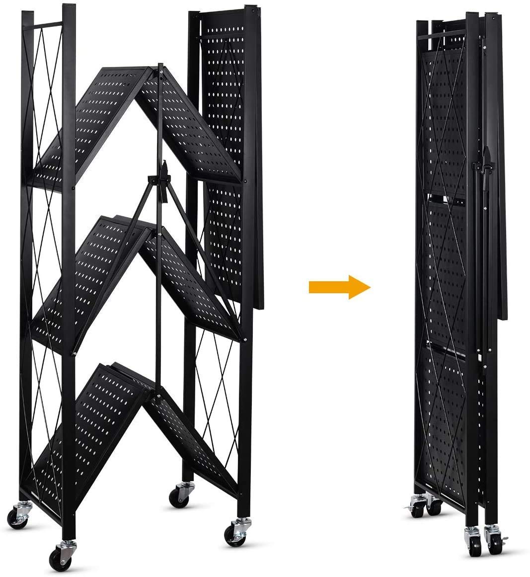 4 Layer Steel folding rack shelf with wheels