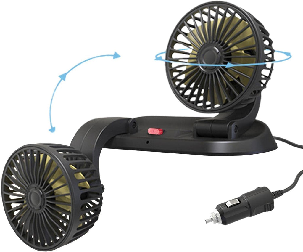 Car Dual Head Car Cooling | Portable Truck Air Fan, Battery Powered Car Cooling Air Fan