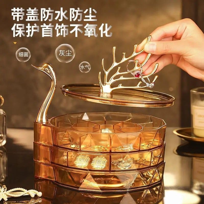 Layer Acrylic Swan Earring Storage Boxes, Dustproof Clear Jewelry Storage Box