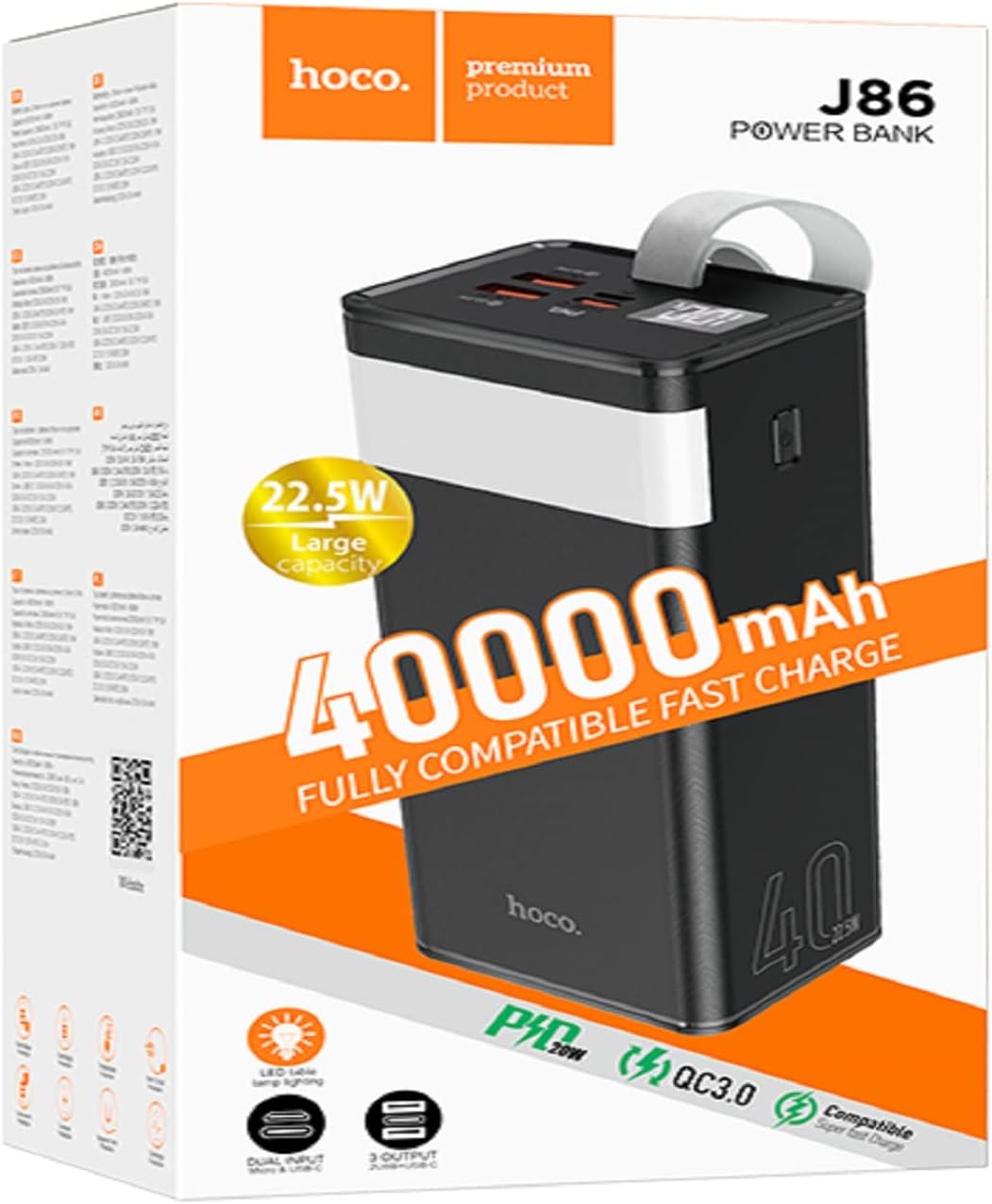 HOCO J86 40000mah Power Bank Fast Charge 22.5W with LED Display