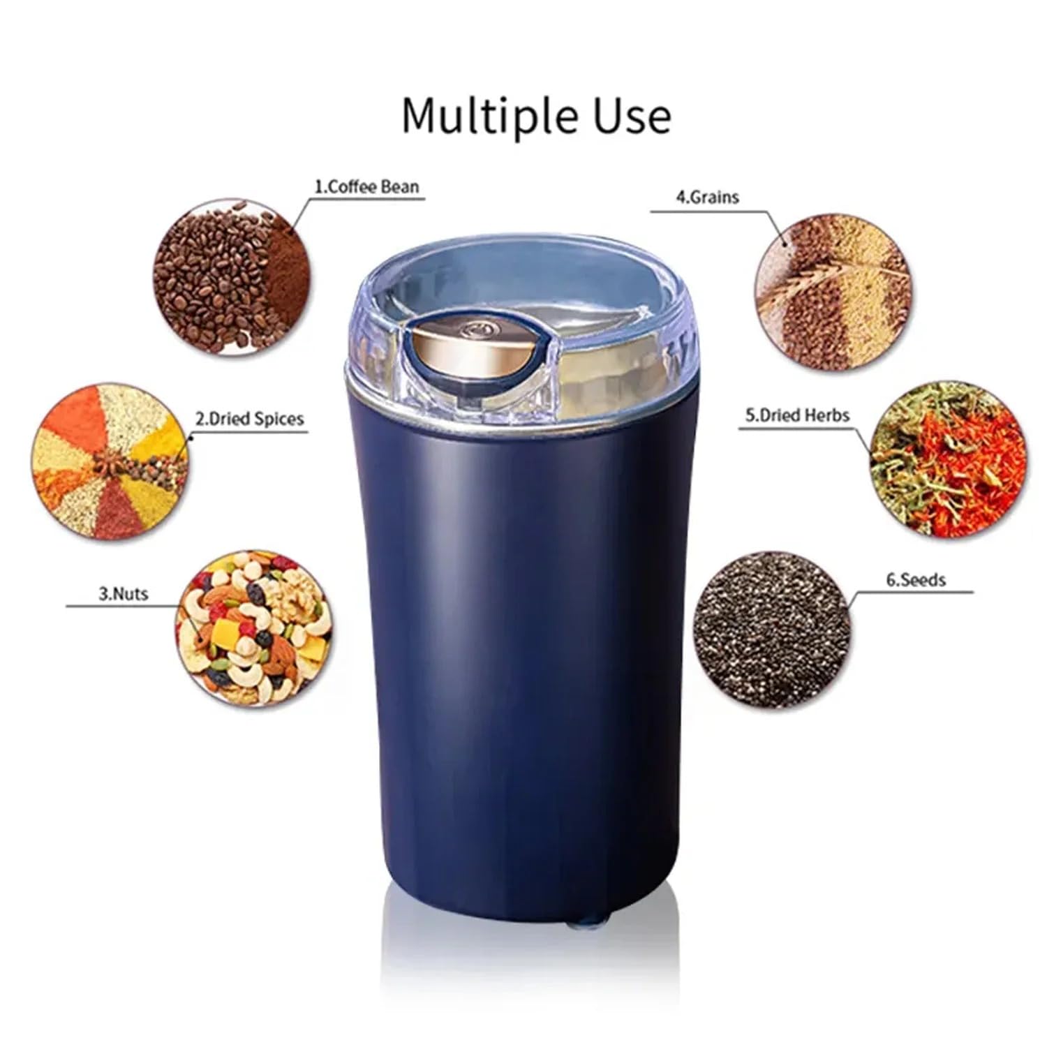 Mini Mixer & Coffee Grinder – Portable 4 Blade Electric Grinder for Coffee Beans, Spices, Grains & Dry Nuts