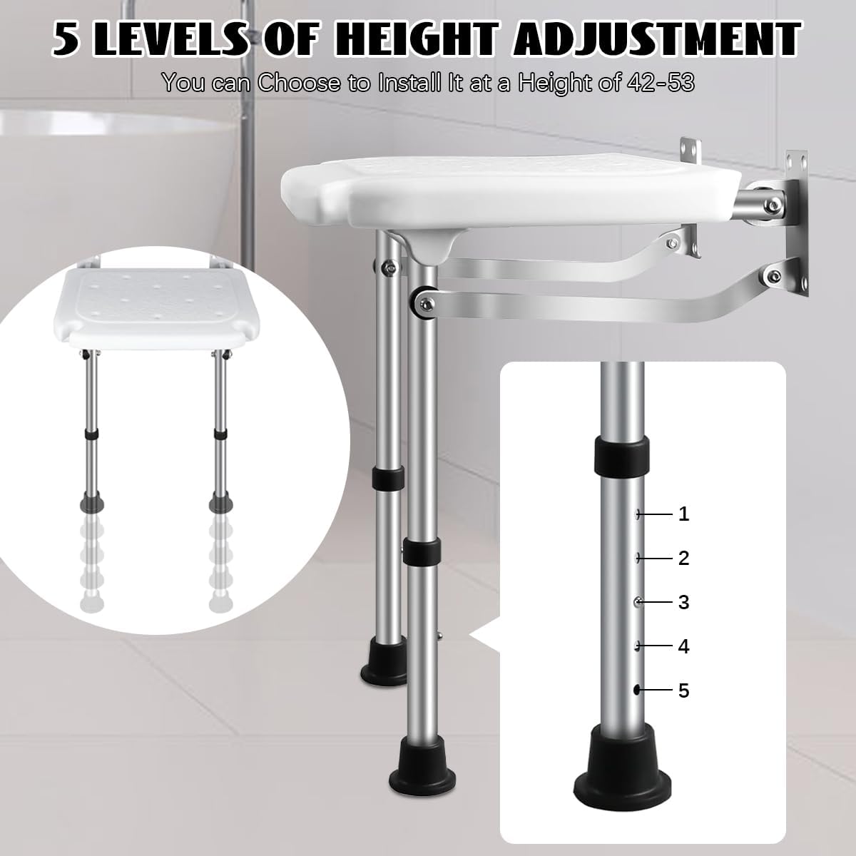 Shower Folding Seat for Wall Mounting, Shower Folding Seat