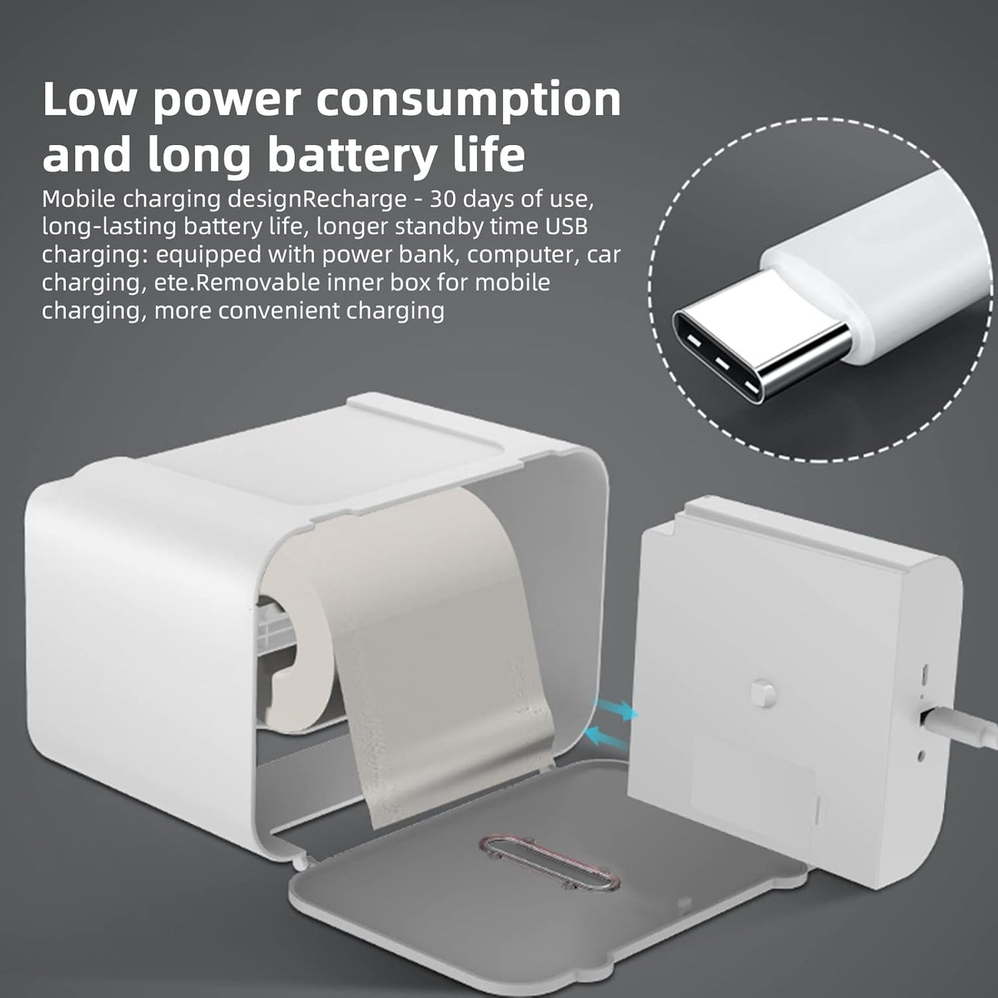 Automatic Toilet Paper Dispenser touchless Wall Mount, Commercial Toilet Paper Holder Dispenser, Paper Towel Dispenser with Shelf Household Intelligent Induction Punch-Free