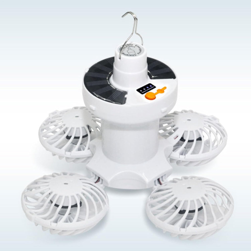 Outdoor Solar Fans with Lights  Football Design Foldable Hook Lamp