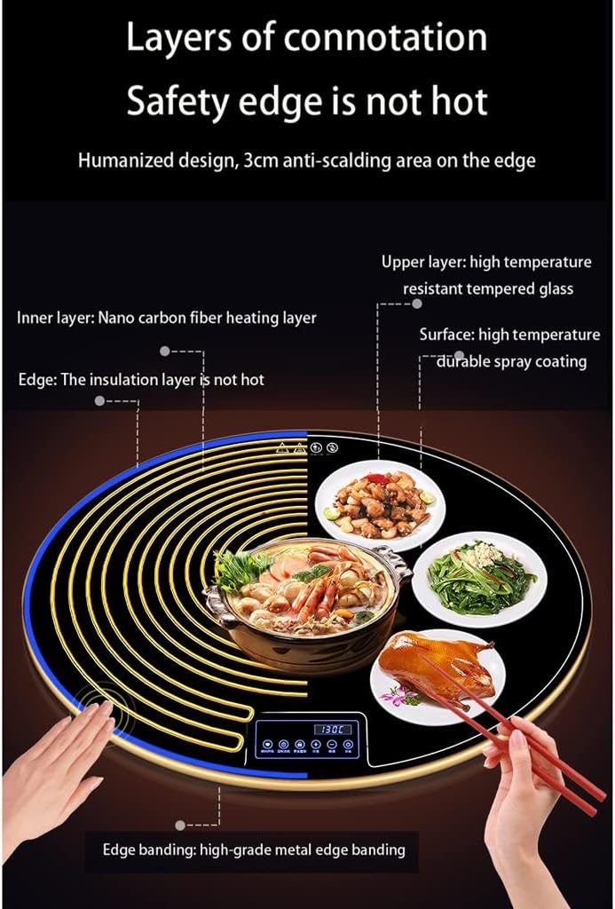 Electric Warming Tray Round Food Warmer Hot Plate 80cm