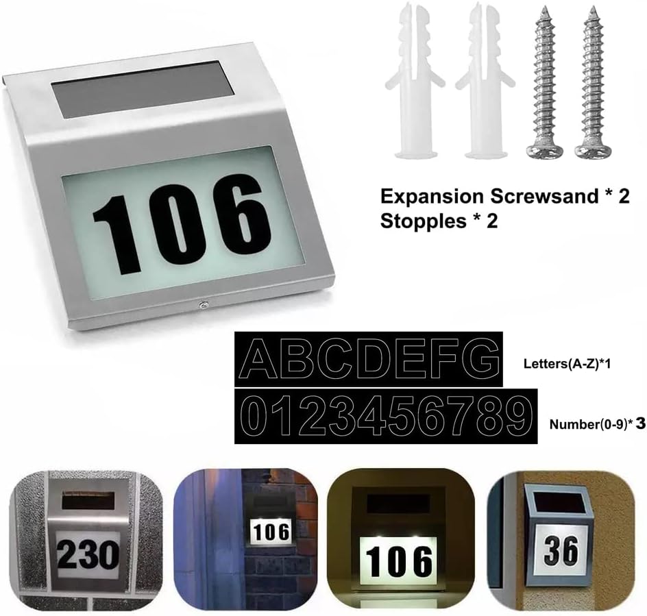 لوحة عنوان LED لرقم المنزل بالطاقة الشمسية