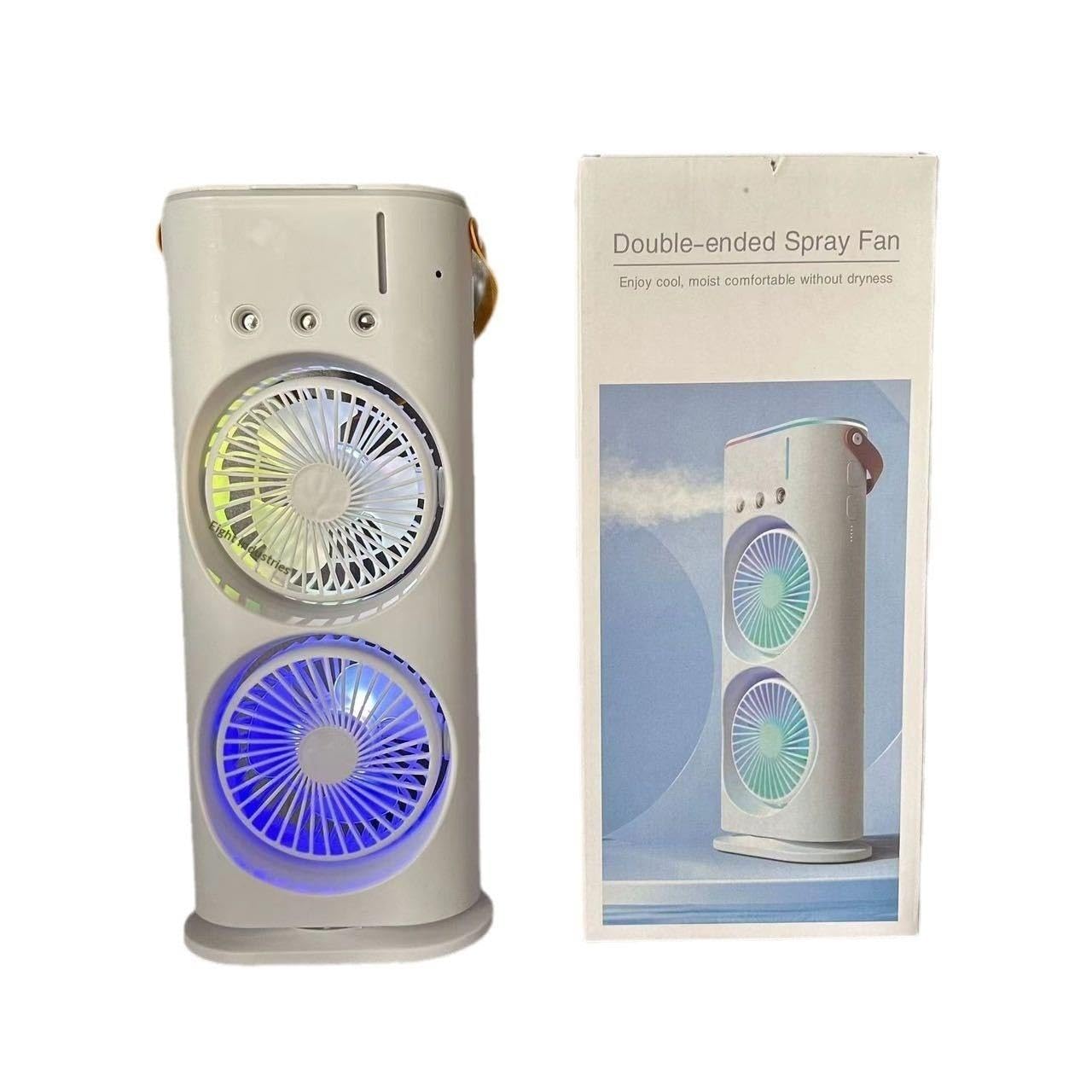 Double End Mist Air Cooler Fan | Dual Fan Mini Portable AC Rechargeable