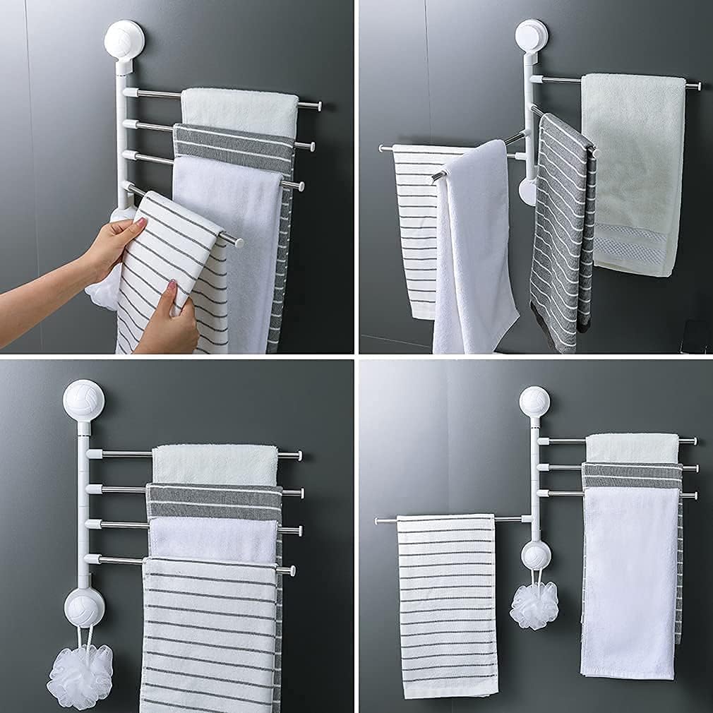 Towel Racks for Bathroom Rotating Bathroom Four-bar Suction Cup Wall Hanging Towel Hanger