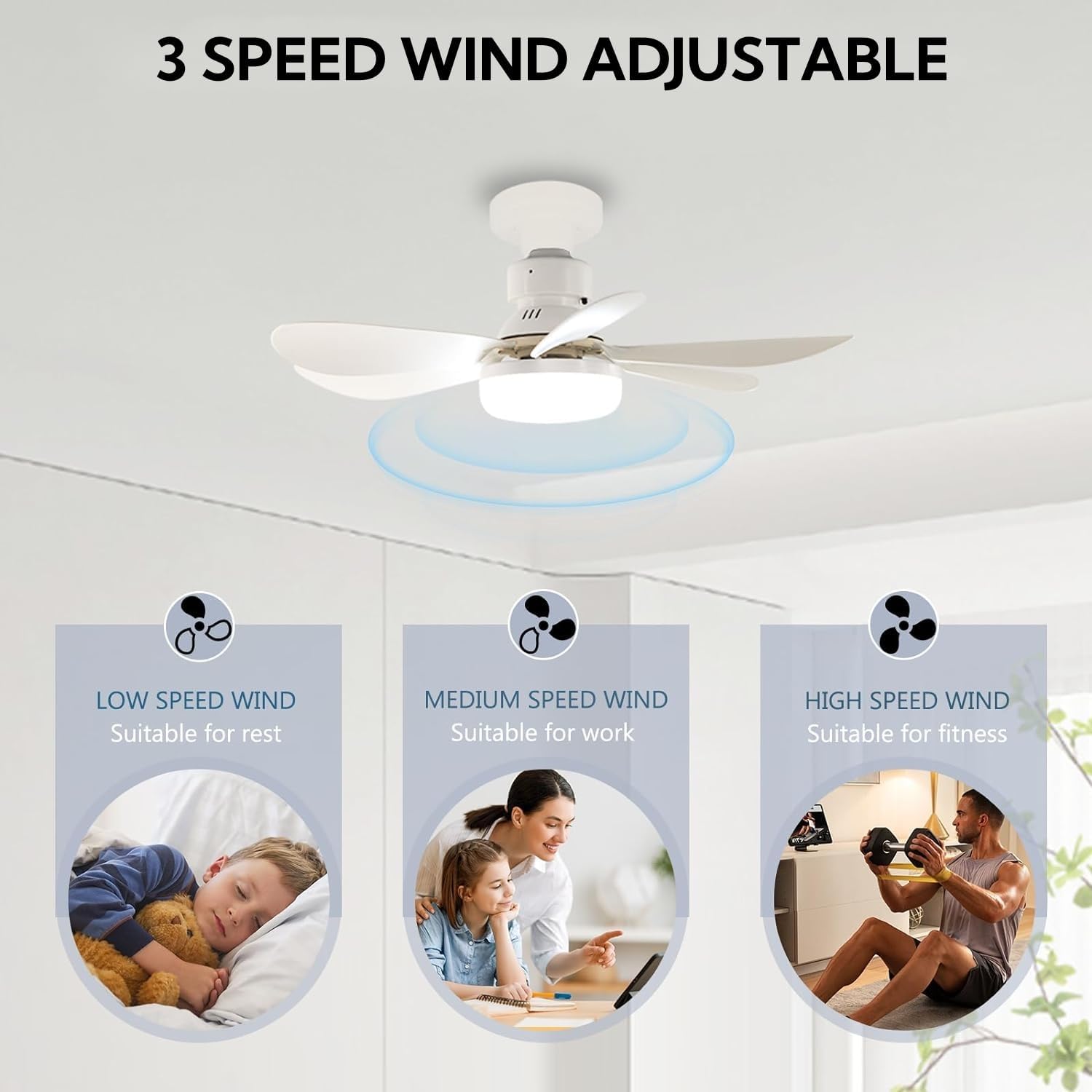 20.5inch HFAN Ceiling Fans with Lights