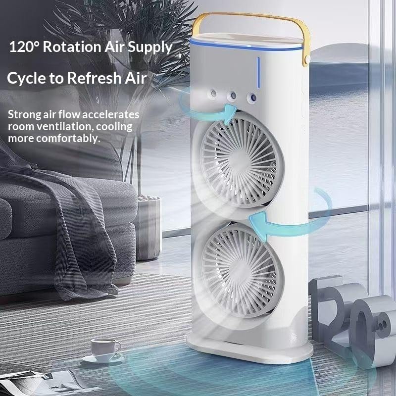 Double End Mist Air Cooler Fan | Dual Fan Mini Portable AC Rechargeable