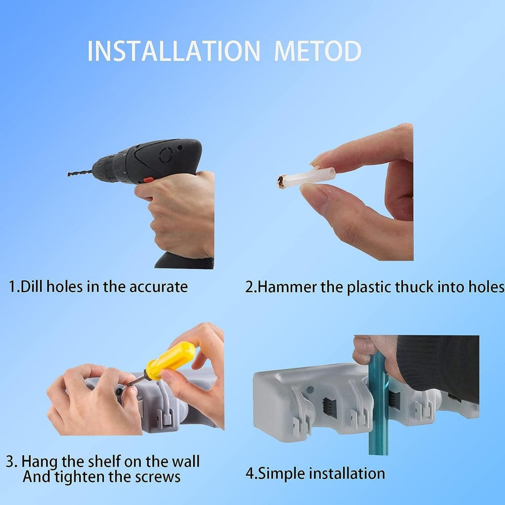 Mop And Broom Holder, Wall Mounted Organizer Mop And Broom Saving Space Storage Rack
