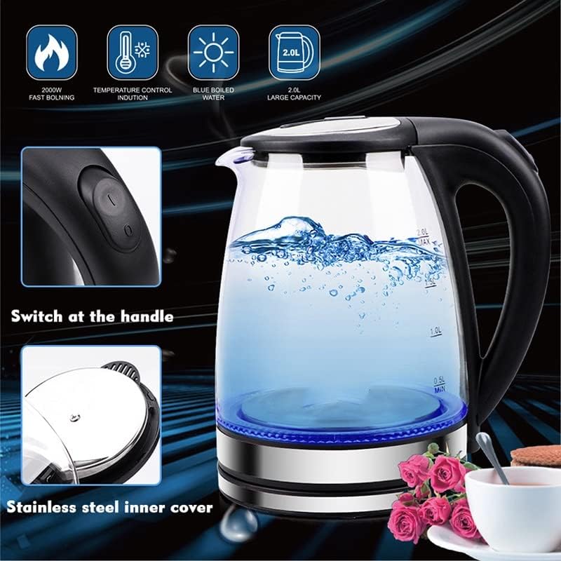 غلاية كهربائية زجاجية بسعة 2 لتر لتسخين الماء