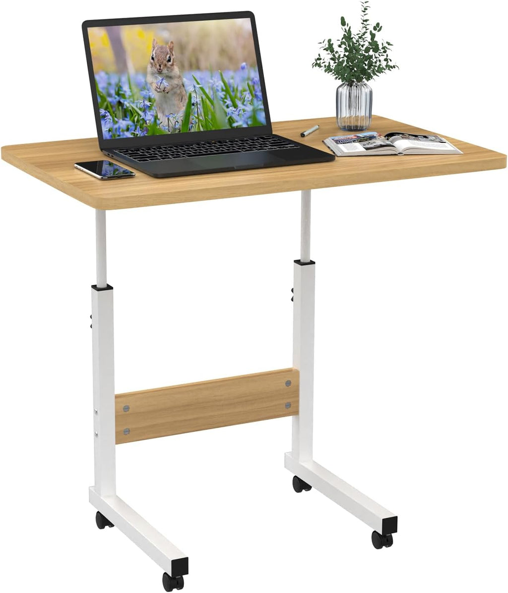 Side Table with Wheels, Laptop Table, Height Adjustable, Standing Desk, Laptop Stand