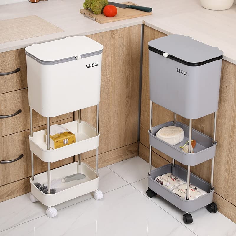 Multi-Layer Garbage / Storage Bin With Lid and Pulley