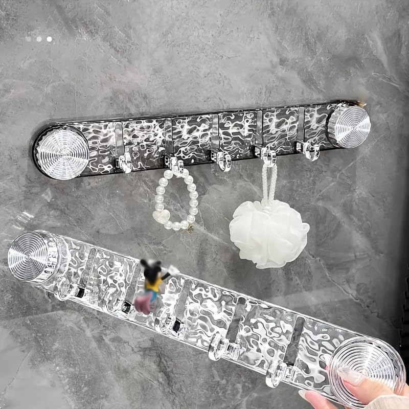 Suction Wall Hooks with Crystal Design Self- Adhesive – 5 in 1 Hook 1PC