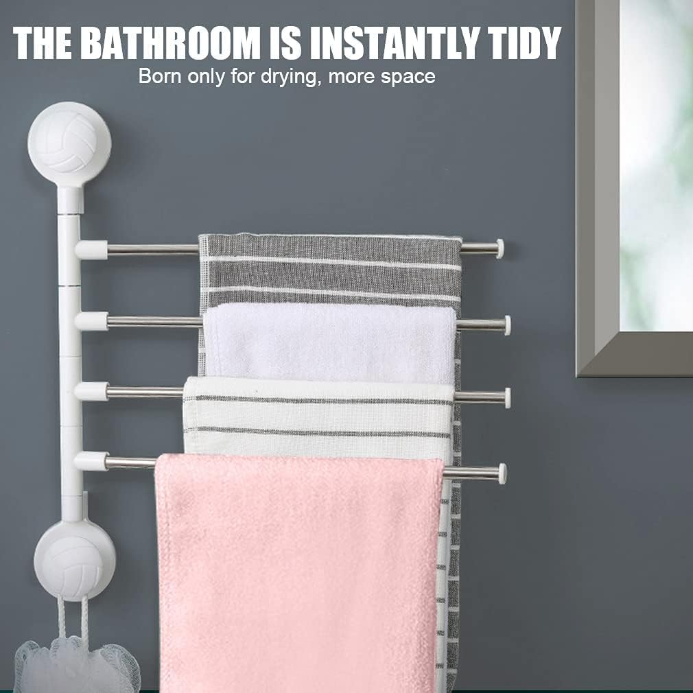 Towel Racks for Bathroom Rotating Bathroom Four-bar Suction Cup Wall Hanging Towel Hanger