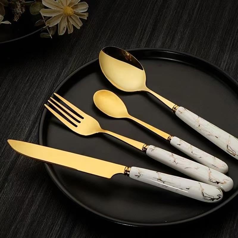 Cutlery Sets Ceramic Handle Stainless Steel Knife,Fork and Spoon Cutlery Set 24 Pieces