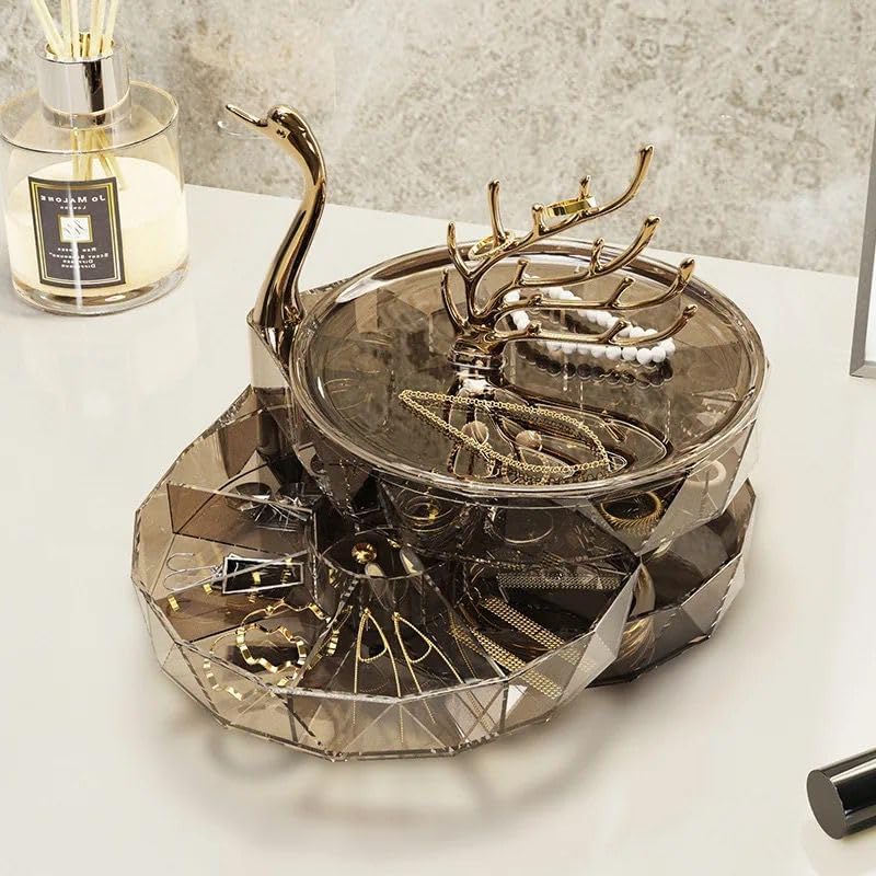 Layer Acrylic Swan Earring Storage Boxes, Dustproof Clear Jewelry Storage Box