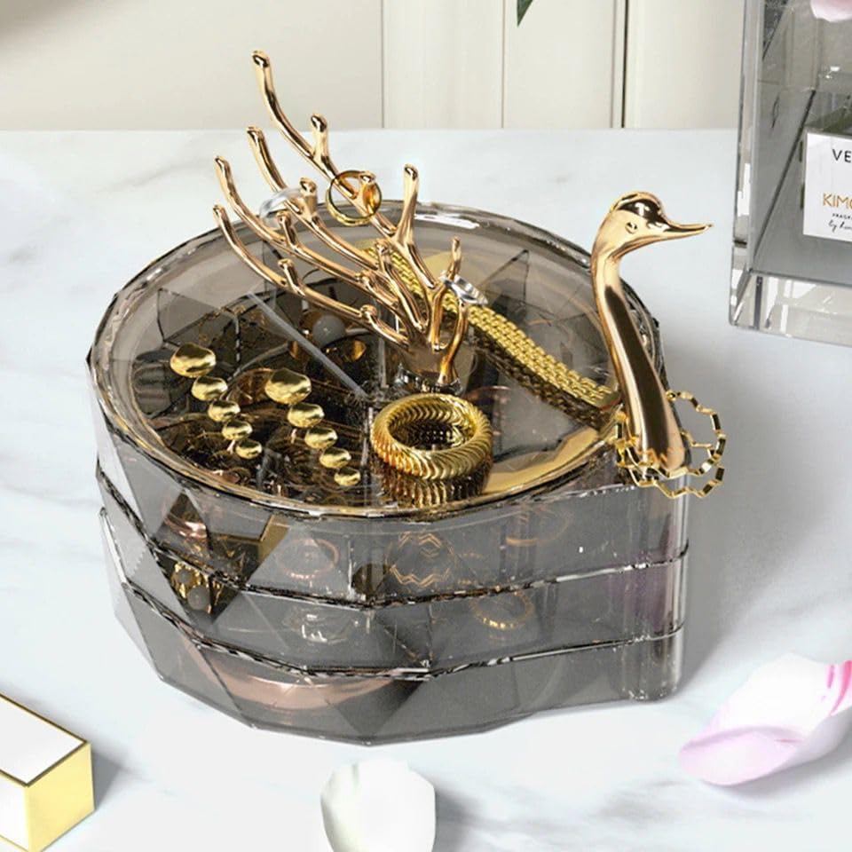Layer Acrylic Swan Earring Storage Boxes, Dustproof Clear Jewelry Storage Box