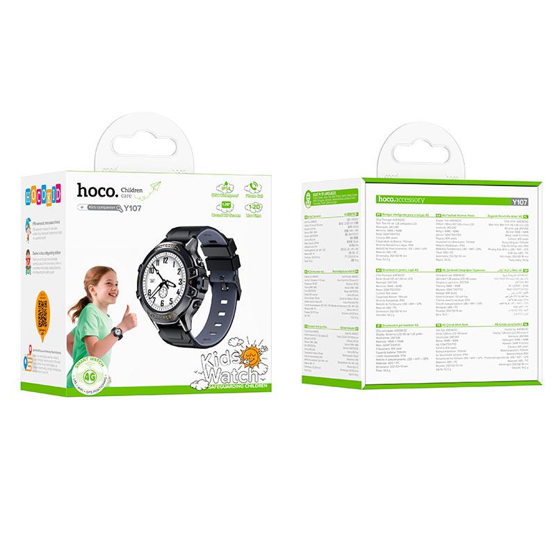 ساعة Hoco Y107 هي ساعة ذكية للأطفال تعمل بتقنية الجيل الرابع، مصممة في المقام الأول لأغراض السلامة والتواصل، وتتميز بتحديد المواقع عبر GPS/LBS/WiFi ووظيفة الاتصال.
