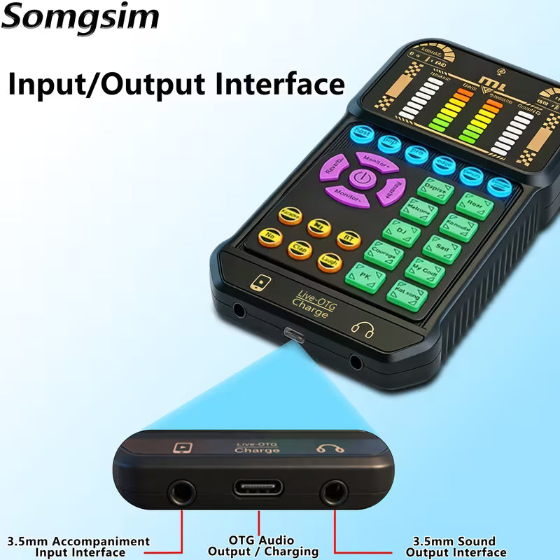 M1 Portable Handheld Sound Card with Microphone & Headphone