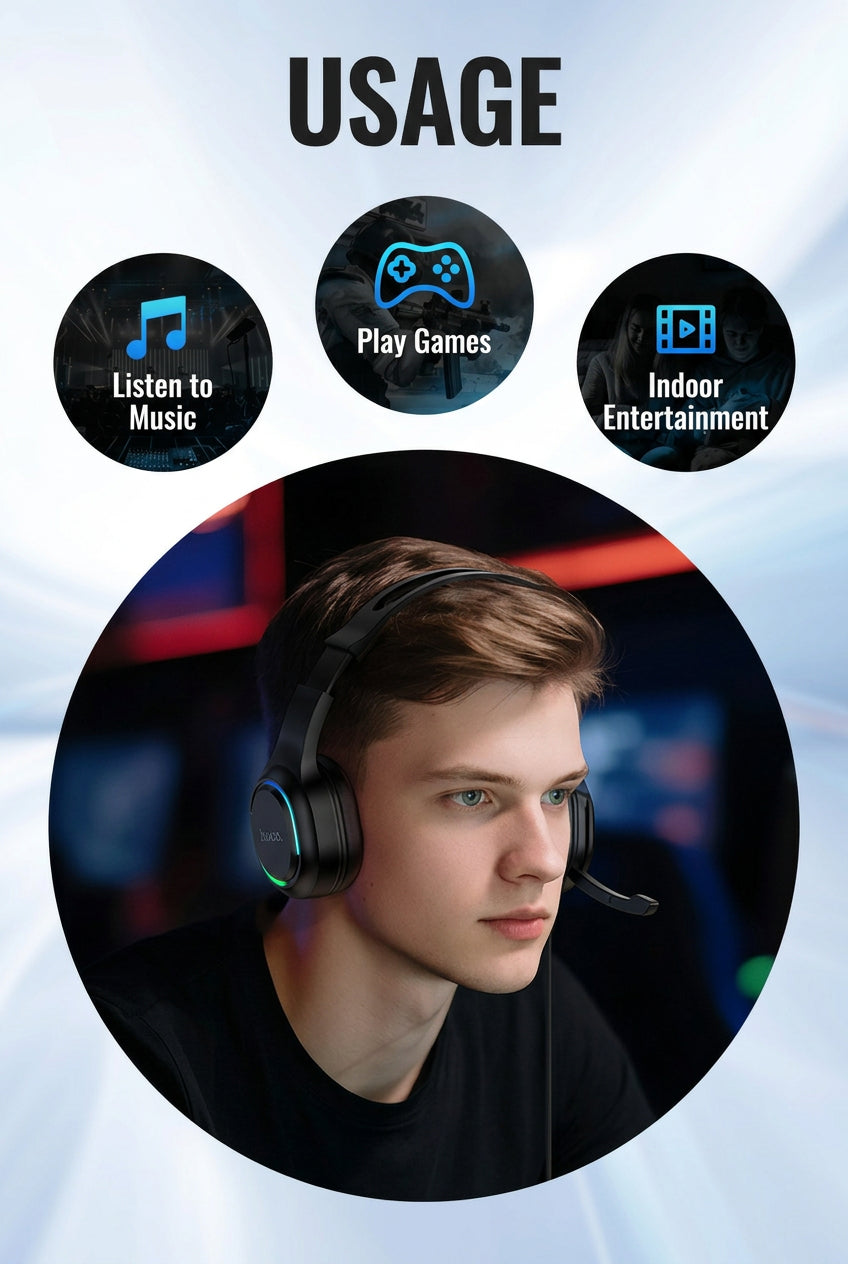 HOCO ESD21 Greet Gaming RGB Wired Headphones