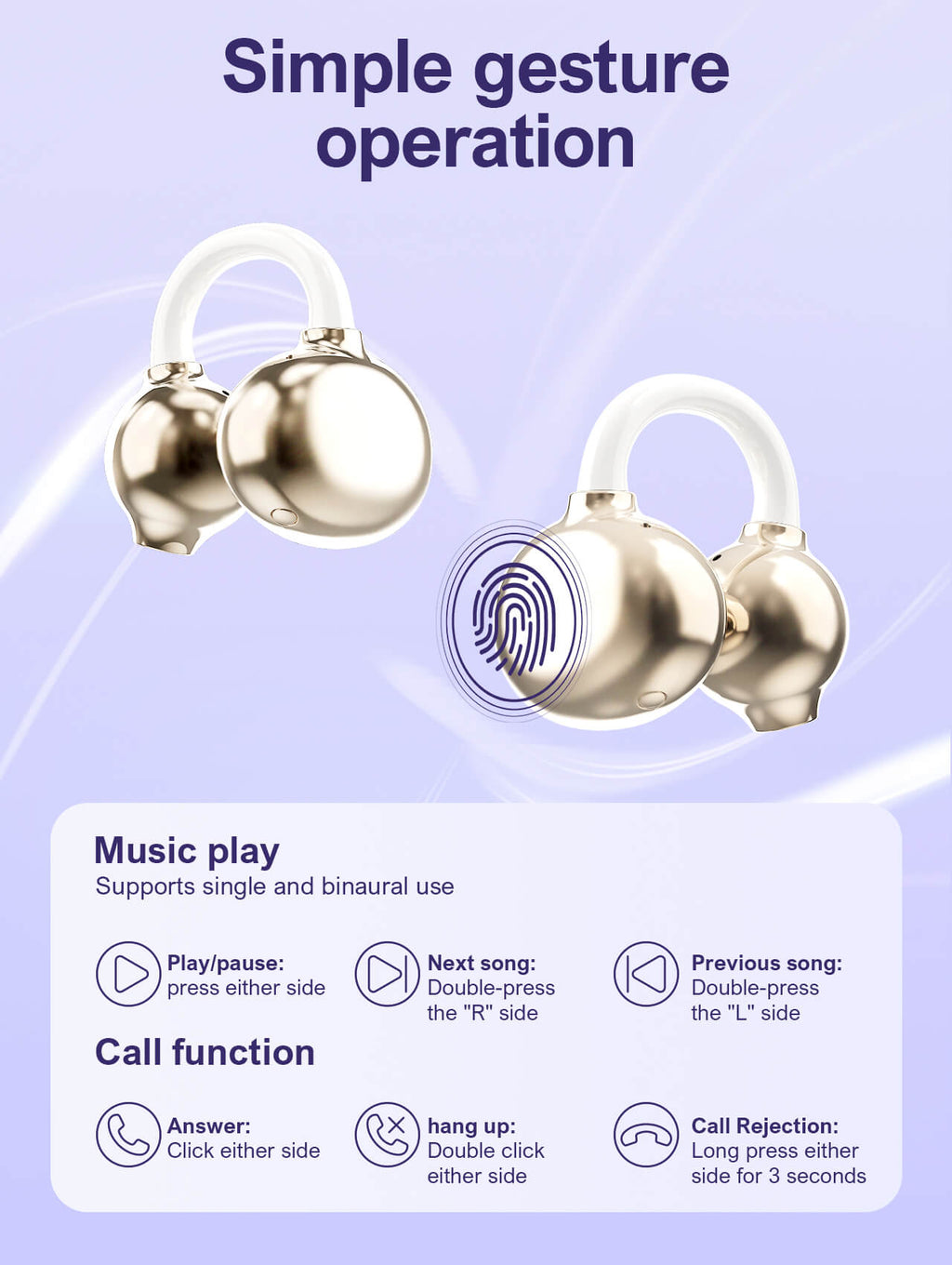 سماعات أذن لاسلكية ستيريو BT مفتوحة T08 داخل الأذن