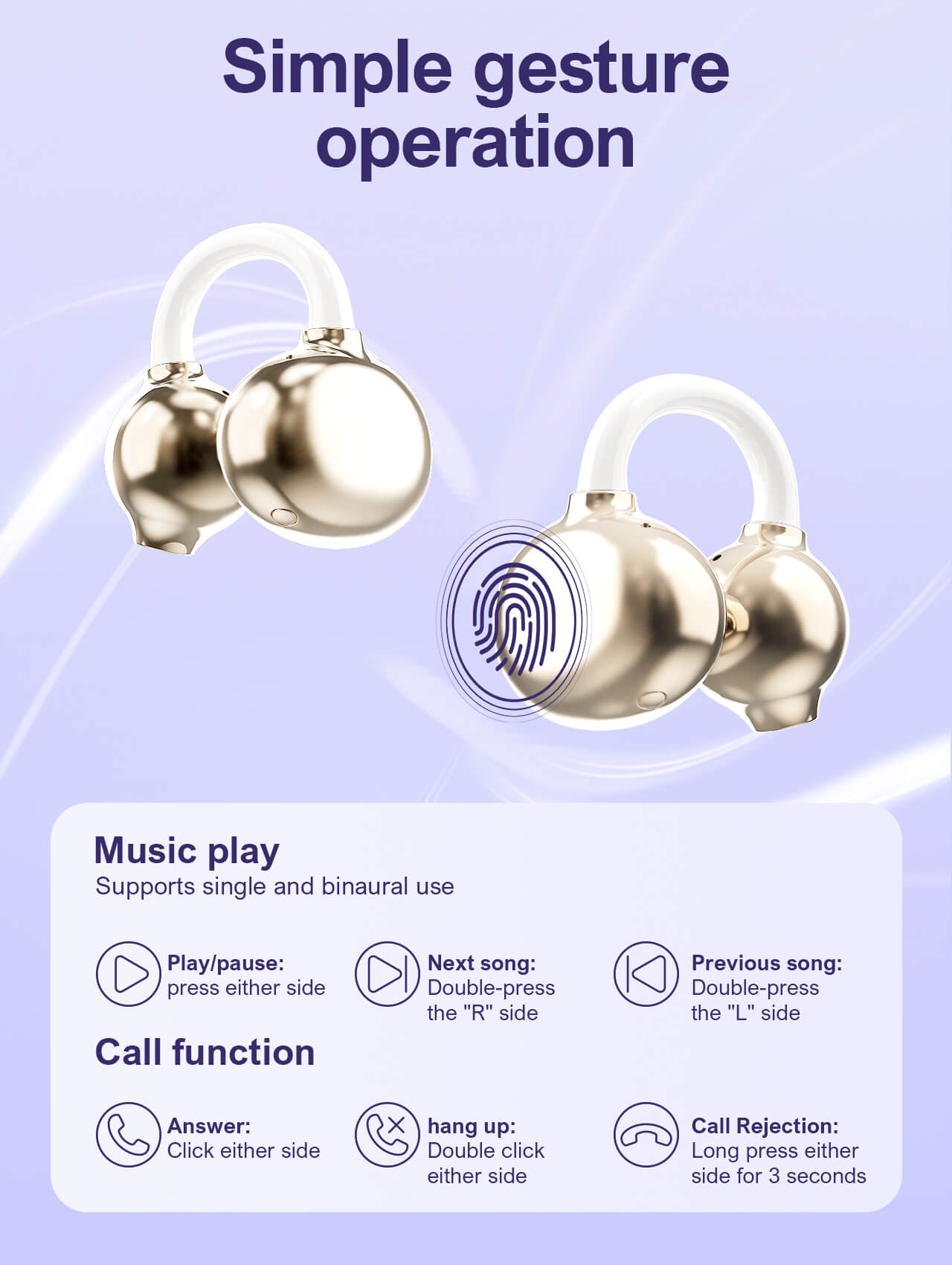 سماعات أذن لاسلكية ستيريو BT مفتوحة T08 داخل الأذن