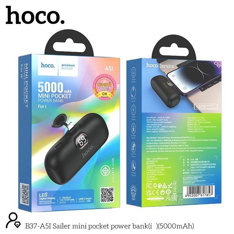 HOCO B37-A5I Sailer Mini Pocket Capsule Power Bank (5000mAh) For iPhone & Type C Android