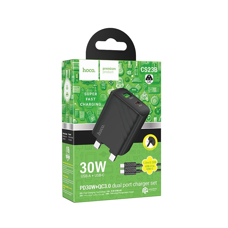 HOCO CS23B Sunlight PD30W+QC3.0 CS23B Charger NEW C to C UK