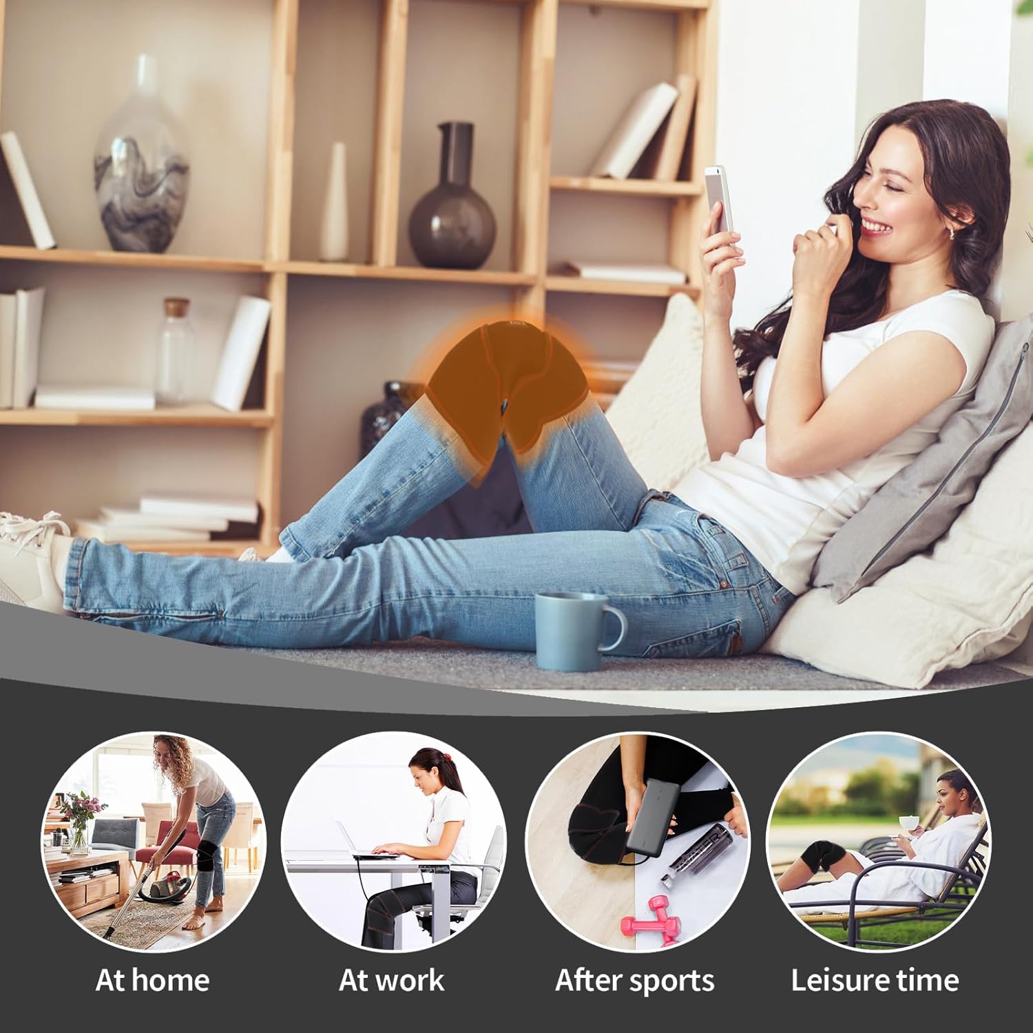 Heated Knee Brace Wrap 3 Adjustable Temperature Thermal Therapy Heated knee pad