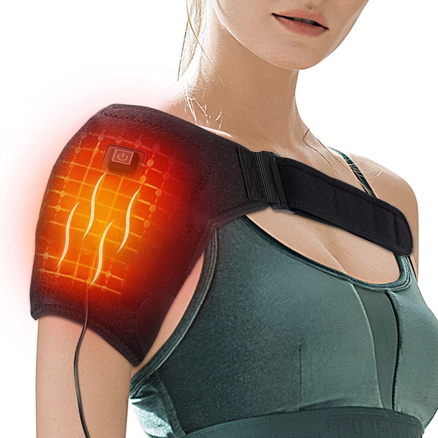Heated Shoulder Wrap Brace with Massage Electric Shoulder Massager Heating Pad for Left Right Frozen Shoulder Pain Relief
