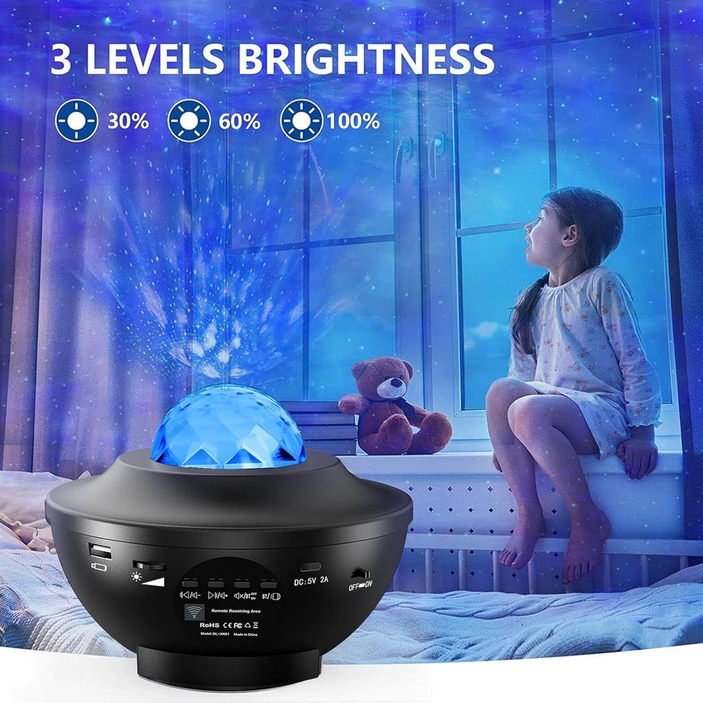 جهاز عرض نجوم المجرة، ضوء ليلي LED سديم لديكور الغرفة، جهاز عرض ضوء سماء مرصعة بالنجوم على شكل أمواج المحيط