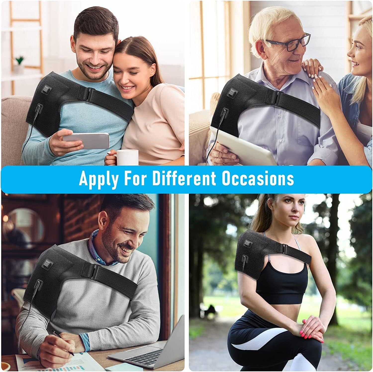 Heated Shoulder Wrap Brace with Massage Electric Shoulder Massager Heating Pad