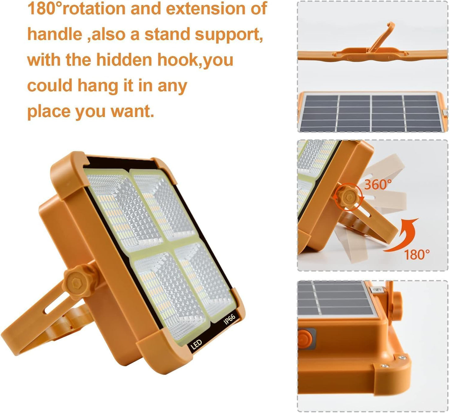 Solar Portable LED Emergency Light Outdoor Waterproof Camping Rechargeable Multifunctional Flood Light