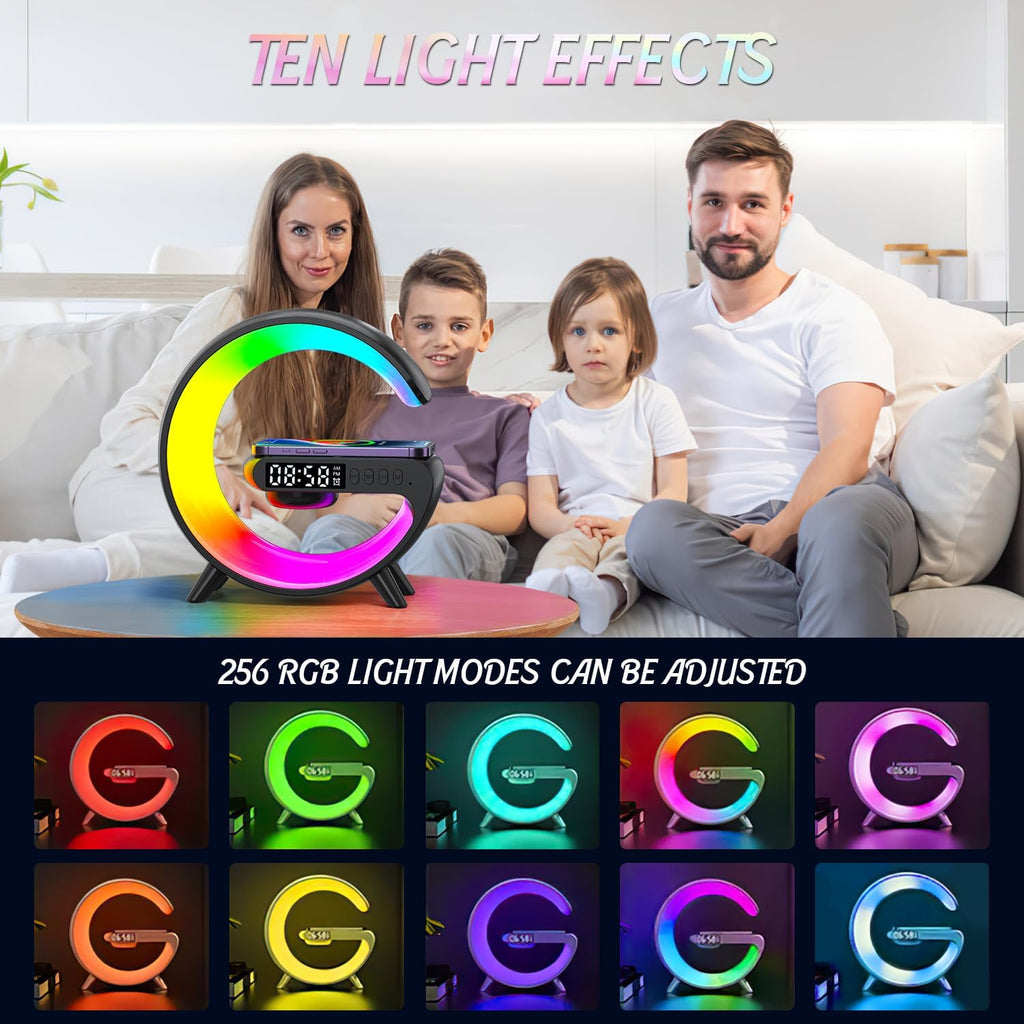 Mini Wireless Charging Atmosphere Lamp,Bluetooth Speaker Alarm Clock