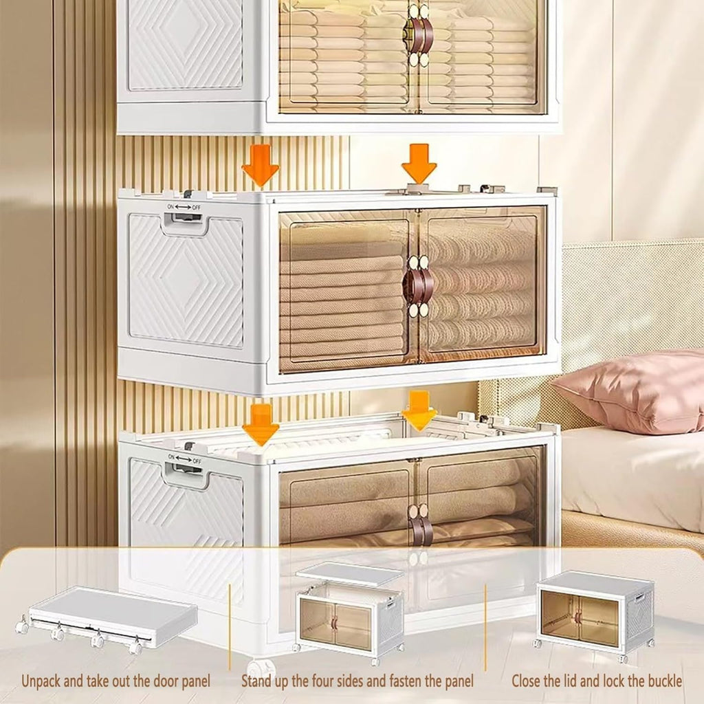 5 Layers Multi-Functional Foldable Storage Cabinet with Doors and Wheels