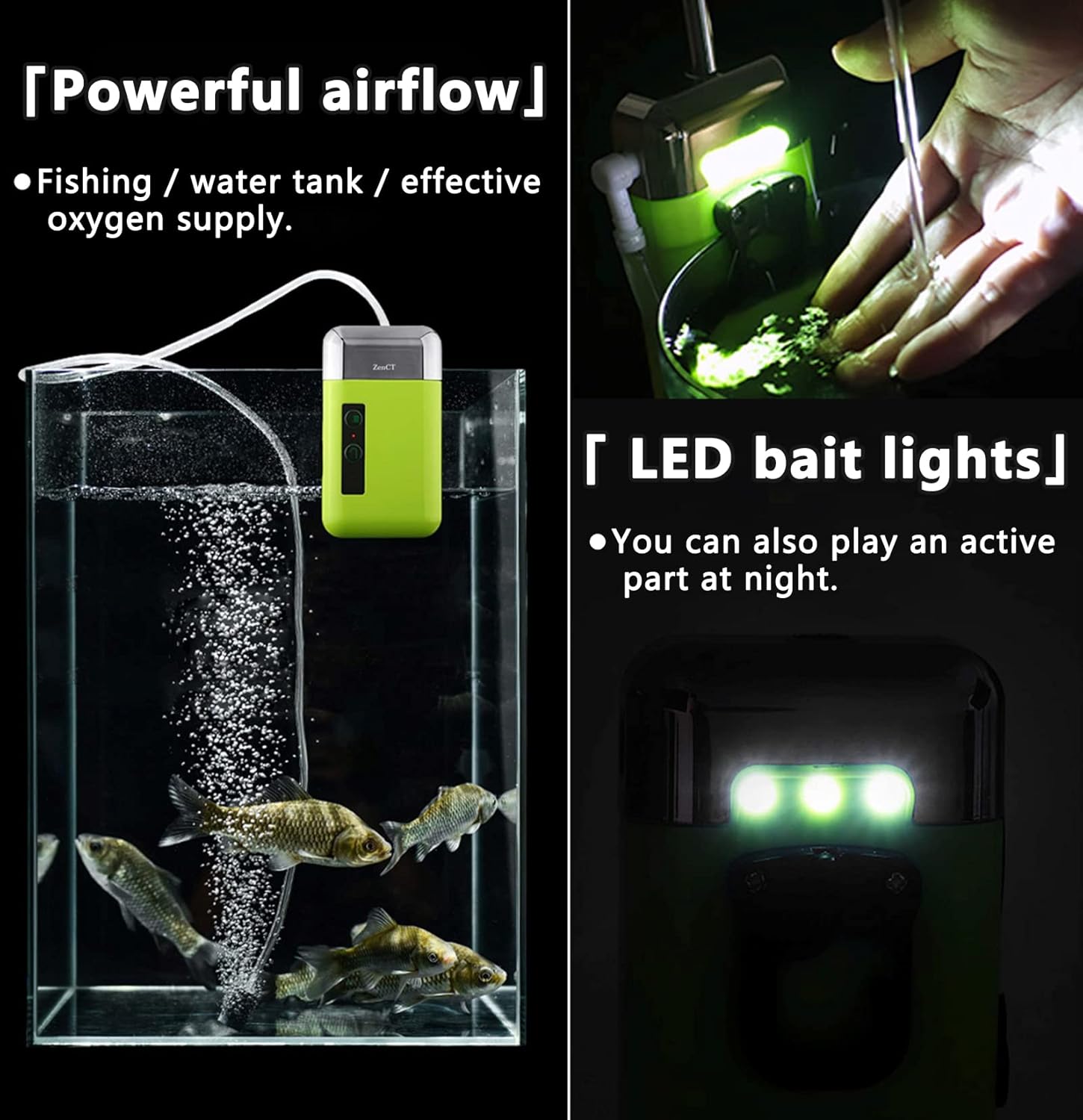 مضخة مياه USB محمولة للصيد في الهواء الطلق والتخييم ومضخة هواء حوض السمك، قابلة لإعادة الشحن