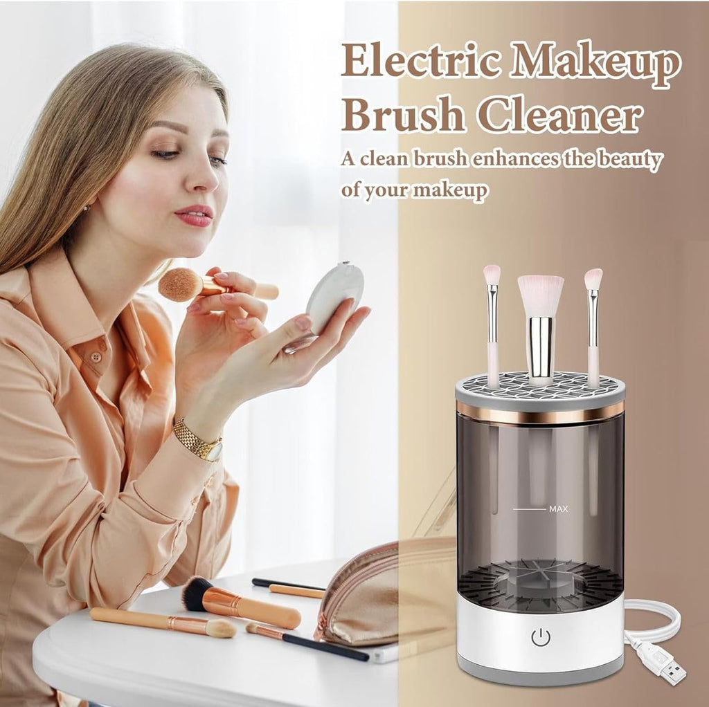 Electric Portable USB Makeup Brush Cleaner Machine with LED Light