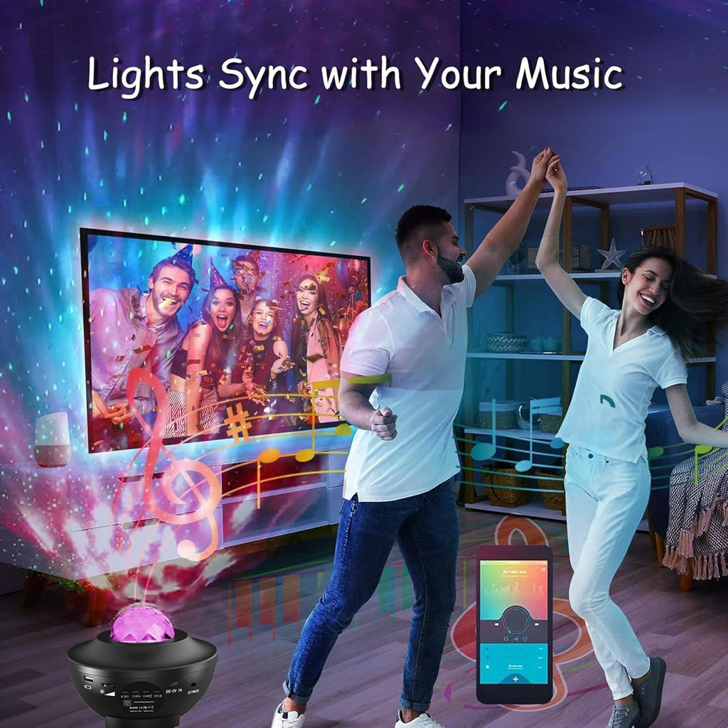 جهاز عرض نجوم المجرة، ضوء ليلي LED سديم لديكور الغرفة، جهاز عرض ضوء سماء مرصعة بالنجوم على شكل أمواج المحيط