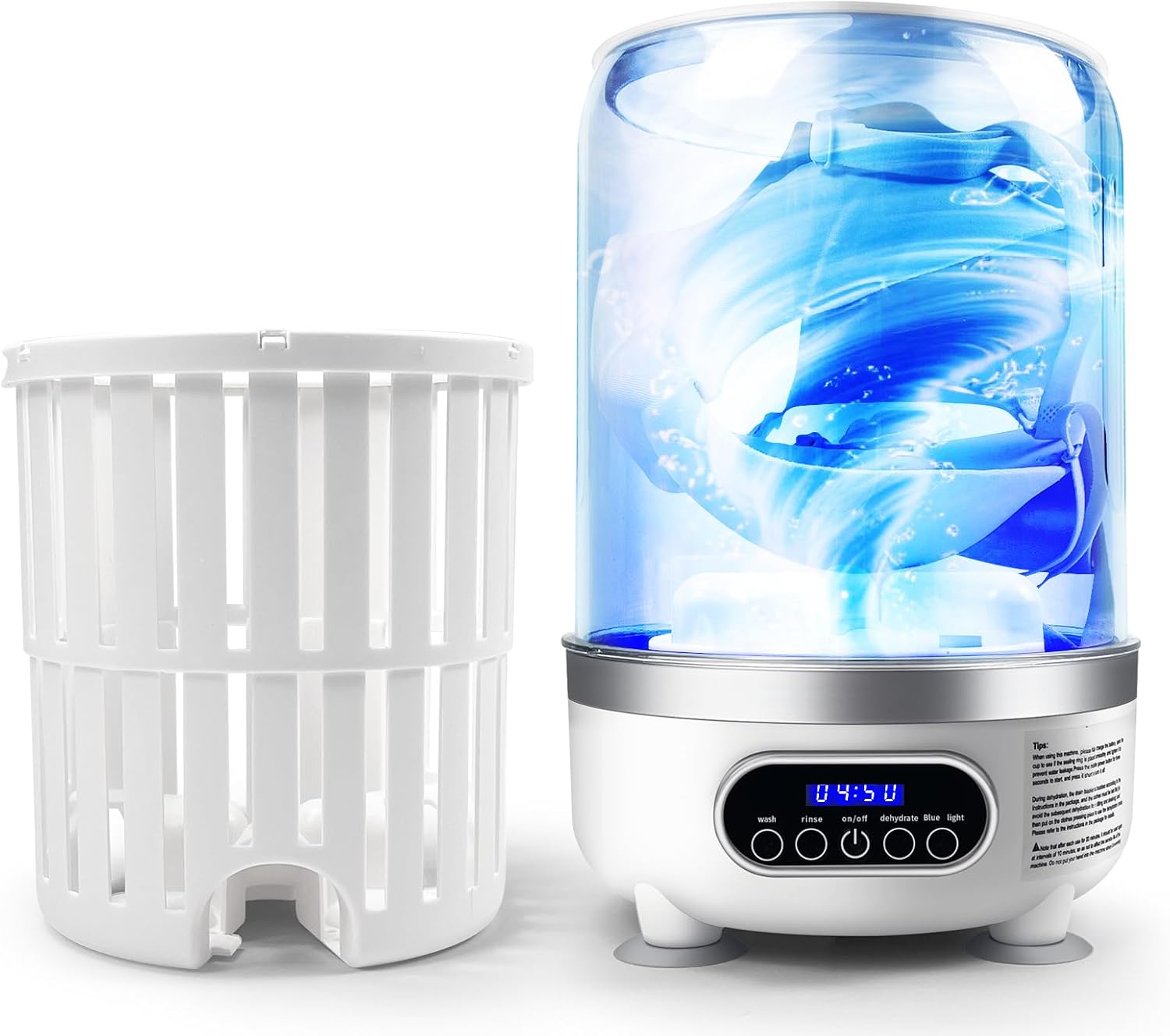 Portable 3L Mini USB Rechargeable Washing Machine with Blue-light
