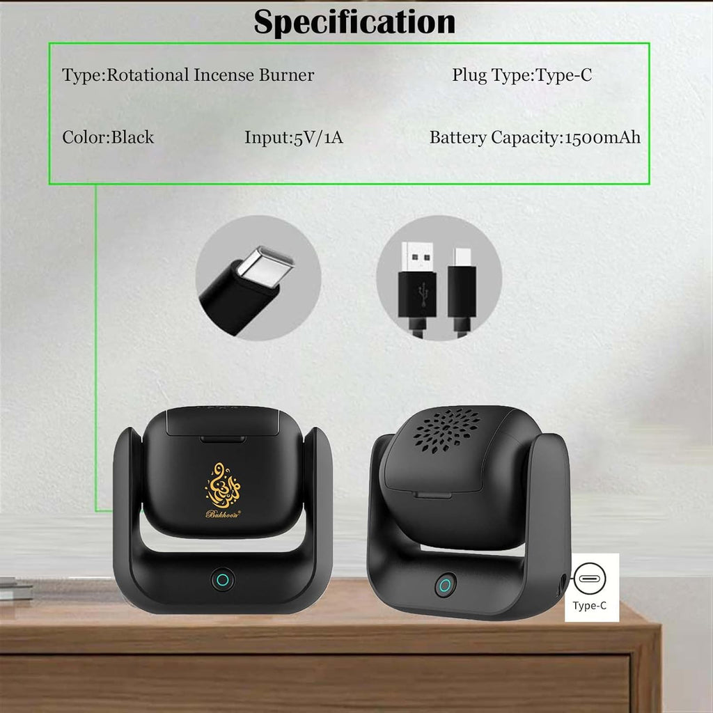 Luxury Electric Bukhoor Burner 2025 Portable USB Type-C Rechargeable